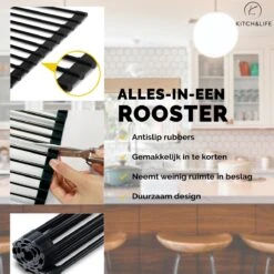 Kitch&Life Afdruiprek Oprolbaar - Mat Zwart - Pannenonderzetter - Afdruipmat - Keukenrek 3-in-1 -Sparkle home Winkel 1200x1200 1029