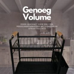 Afdruiprek - Zwart/ Met Flexibele Water Afvoer/ Borden, Pannen Bestek/ RVS/ Lichtgewicht/ Lekbak/ Luxe Uitvoering -Sparkle home Winkel 1200x1200 1057