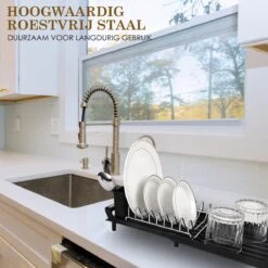 MIRI Afdruiprek – Afwasrek – Uitschuifbaar – Met Lekbak In Gootsteen – Afwas – Roestvrij Staal – Zwart 14 MIRI Afdruiprek – Afwasrek – Uitschuifbaar – Met Lekbak In Gootsteen – Afwas – Roestvrij Staal – Zwart -Sparkle home Winkel 1200x1200 1074