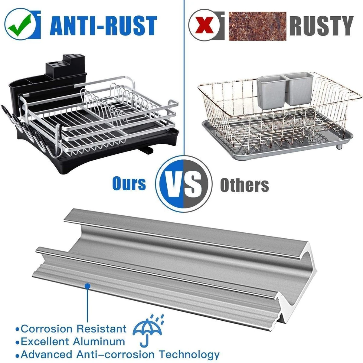 Doogo® Afdruiprek Met Bestekkorf En Lekbak Voor Keukenborden En Bestek Afdruiprek Met Draaibare Uitloop 7 Doogo® Afdruiprek Met Bestekkorf En Lekbak Voor Keukenborden En Bestek Afdruiprek Met Draaibare Uitloop - Afbeelding 5