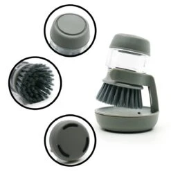 In Round Afwasborstel Met Zeepdispenser / Zeepreservoir – Inclusief Houder – Grijs – Afwas Borstel – Zeep Handborstel – Doseerpomp – Afwasmiddel Dispenser – Navulbaar -Sparkle home Winkel 1200x1200 1132