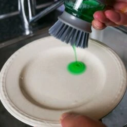 In Round Afwasborstel Met Zeepdispenser / Zeepreservoir – Inclusief Houder – Grijs – Afwas Borstel – Zeep Handborstel – Doseerpomp – Afwasmiddel Dispenser – Navulbaar -Sparkle home Winkel 1200x1200 1136