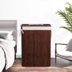 Springos Wasmand | Met Deksel | Opvouwbaar | 72 Liter | Met Uitneembare Waszak | Wasmand | Bruin -Sparkle home Winkel 1200x1200 1163