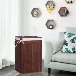 Springos Wasmand | Met Deksel | Opvouwbaar | 72 Liter | Met Uitneembare Waszak | Wasmand | Bruin -Sparkle home Winkel 1200x1200 1164