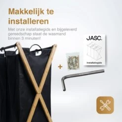 JASC Wasmand 3 Vakken - Wassorteerder - Wasmanden - Zwart - Bamboe - 128 Liter -Sparkle home Winkel 1200x1200 1172