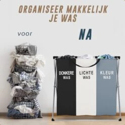 Landys Wasmand 3 Vakken - Opvouwbare Wassorteerder Met NL Opdruk - Aluminium Frame - 90L -Sparkle home Winkel 1200x1200 1195