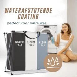 Landys Wasmand 3 Vakken - Opvouwbare Wassorteerder Met NL Opdruk - Aluminium Frame - 90L -Sparkle home Winkel 1200x1200 1199