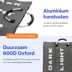 Divineness - Wasmand 3 Vakken - 140 Liter - Wassorteerder - Waszak - Opvouwbaar En Waterdicht - Grijs -Sparkle home Winkel 1200x1200 1208