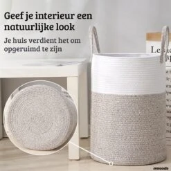 Mmoods Wasmand Katoen 72 Liter - Opbergmand Speelgoed - Wassorteerder Met Handvaten - Wasbox Badkamer - Mand Rond Badkamer Grijs -Sparkle home Winkel 1200x1200 1212