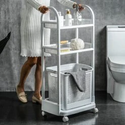 Wasmand Op Wielen - Badkamer Organizer - 3 Lagen - Afneembare Wasmand - Wit -Sparkle home Winkel 1200x1200 1271
