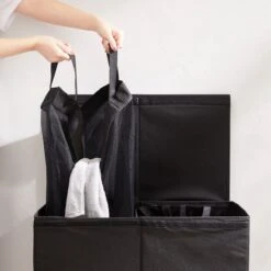 ACAZA Wasmand Met 2 Compartimenten - Uitneembare Zakken Met Elk 61 Liter Inhoud - Zwart -Sparkle home Winkel 1200x1200 1281