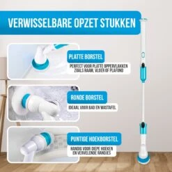 Strex Elektrische Schoonmaakborstel - Draadloze Schrobborstel - Schrobber - 3 Opzetstukken - Telescoopsteel - Poetsmachine Met Krachtige Accu -Sparkle home Winkel 1200x1200 1402