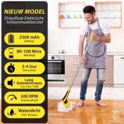 Trendosa Elektrische Schoonmaakborstel - Elektrische Schrobborstel - Poetsmachine - Handborstel - Scrubber- De Badkamer/Keuken/Auto- 10 Opzetstukken Geel 16 Trendosa Elektrische Schoonmaakborstel - Elektrische Schrobborstel - Poetsmachine - Handborstel - Scrubber- De Badkamer/Keuken/Auto- 10 Opzetstukken Geel -Sparkle home Winkel 1200x1200 1443