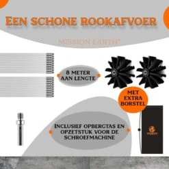 Schoorsteenveegset - 8 Meter - 2 Borstelkoppen - Professioneel - Schoorsteen Borstel - Veegkit - Haardset Voor Houtkachel - Flexibel - Schoorsteenveger - Pelletkachel Accessoires - Schoorsteen Reiniger - Geschikt Voor Boormachines -Sparkle home Winkel 1200x1200 1446