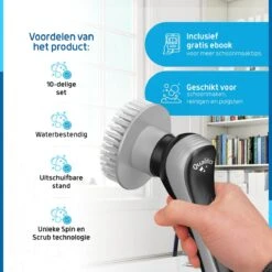 Qualitics Elektrische Schoonmaakborstel - Roterende Polijstmachine - Schrobborstel - Poetsmachine - Vloerreiniger Met 10 Opzetstukken -Sparkle home Winkel 1200x1200 1479