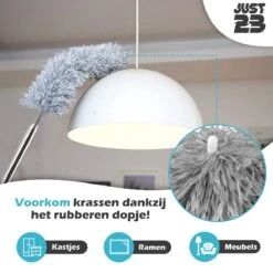 JUST23 Plumeau Uitschuifbaar Met Telescoopsteel – 60 Tot 140 Cm – Ragebol – Stoffer – Duster – Grijs – Incl. Microfiber Doek -Sparkle home Winkel 1200x1200 1530