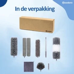 Woodoro Ragebol Uitschuifbaar Complete 9-Delige Set - Verstelbare Telescoopsteel - Plumeau - RVS - Zwart & Grijs -Sparkle home Winkel 1200x1200 1630