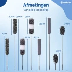 Woodoro Ragebol Uitschuifbaar Complete 9-Delige Set - Verstelbare Telescoopsteel - Plumeau - RVS - Zwart & Grijs -Sparkle home Winkel 1200x1200 1632