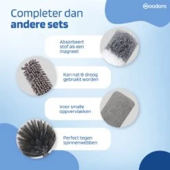 Woodoro Ragebol Uitschuifbaar Complete 9-Delige Set - Verstelbare Telescoopsteel - Plumeau - RVS - Zwart & Grijs -Sparkle home Winkel 1200x1200 1633