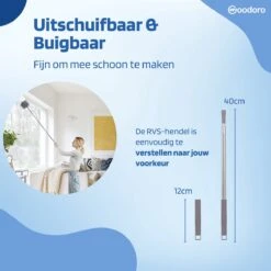 Woodoro Ragebol Uitschuifbaar Complete 9-Delige Set - Verstelbare Telescoopsteel - Plumeau - RVS - Zwart & Grijs -Sparkle home Winkel 1200x1200 1637