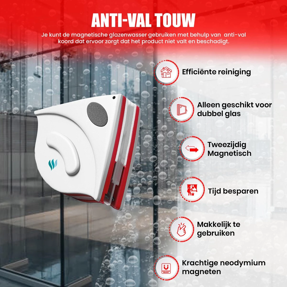 TibaGoods Magnetische Raamwisser Voor Dubbelglas - Ruitenreiniger - Ramenwasser - Magneet Ruitenwisser 11 TibaGoods Magnetische Raamwisser Voor Dubbelglas - Ruitenreiniger - Ramenwasser - Magneet Ruitenwisser - Afbeelding 9