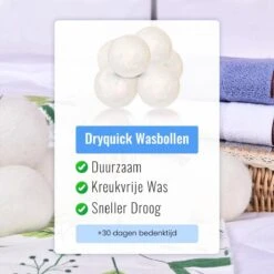 DRYQUICK Drogerballen- Wasbollen- Duurzaam Schapenwol - Herbruikbaar- 6 XL Wasballen Wit -Sparkle home Winkel 1200x1200 578