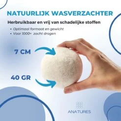 ANATURES Wollen XL Drogerballen 6 Stuks In Opbergmand – Herbruikbare Droogballen Wasdroger – Nieuw Zeelands RWS Schaapswol - Wasdrogerballen Duurzaam – Natuurlijke Wasverzachter -Sparkle home Winkel 1200x1200 608