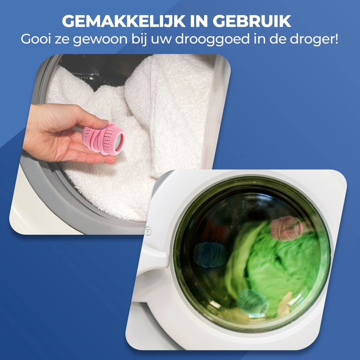 Roegaarden Drogerballen - Droogballen - Met Spons - Duurzaam - Sneller Droog 4 Roegaarden Drogerballen - Droogballen - Met Spons - Duurzaam - Sneller Droog - Afbeelding 2