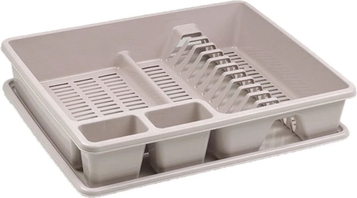 Afwas Afdruiprek Taupe Kunststof 48 X 38 X 9 Cm - Afwassen/drogen Met Lekbak 3 Afwas Afdruiprek Taupe Kunststof 48 X 38 X 9 Cm - Afwassen/drogen Met Lekbak