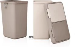 Motek® - Wasmand - 2 Vakken Met Deksel - Met Touch Deksel - Gemaakt Van 100% Gerecycled Kunststof - 80 L - Wasmand Met Deksel - Wassorteerder - Beige -Sparkle home Winkel 1200x756 2