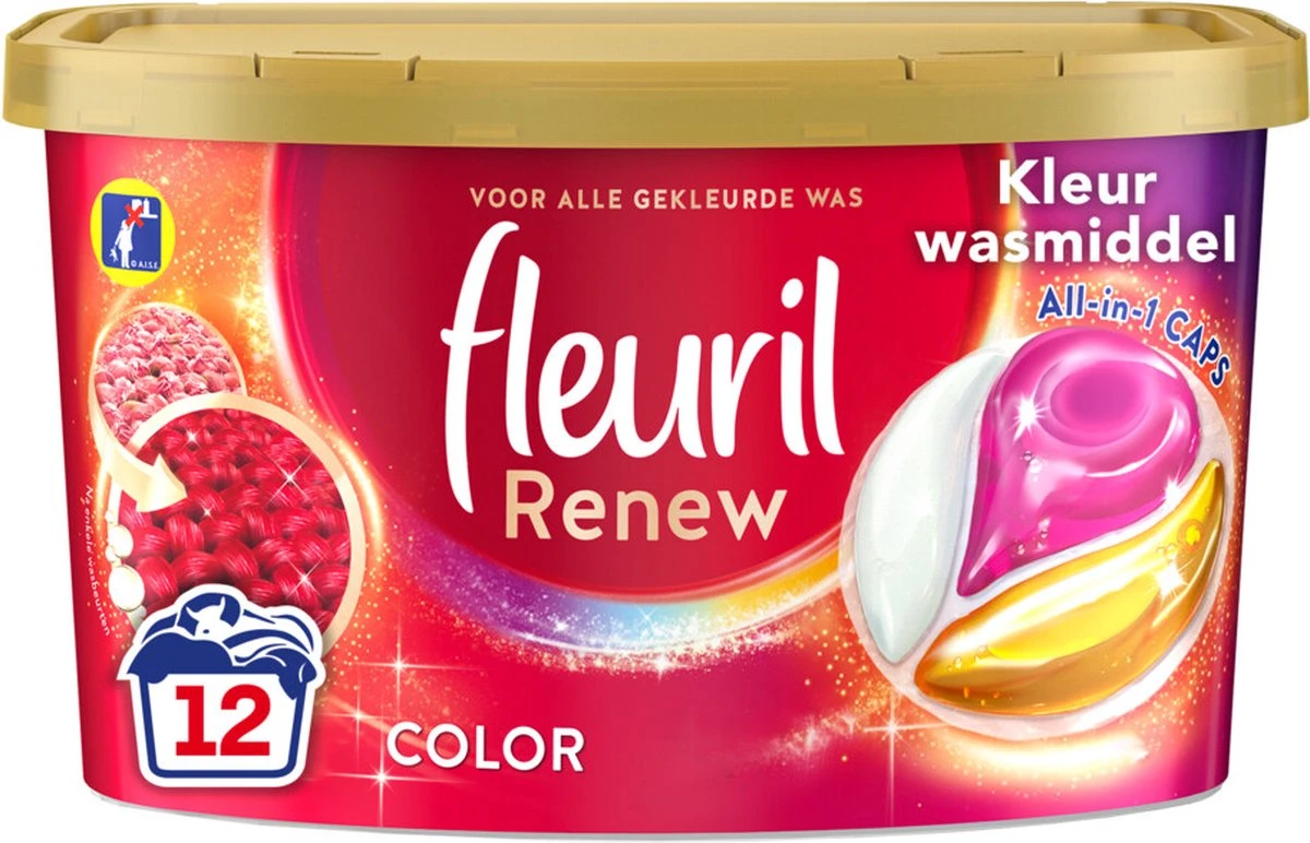 Fleuril Renew Color Caps - Wasmiddel Capsules - Voordeelverpakking - 8 X 12 Wasbeurten 5 Fleuril Renew Color Caps - Wasmiddel Capsules - Voordeelverpakking - 8 X 12 Wasbeurten - Afbeelding 3