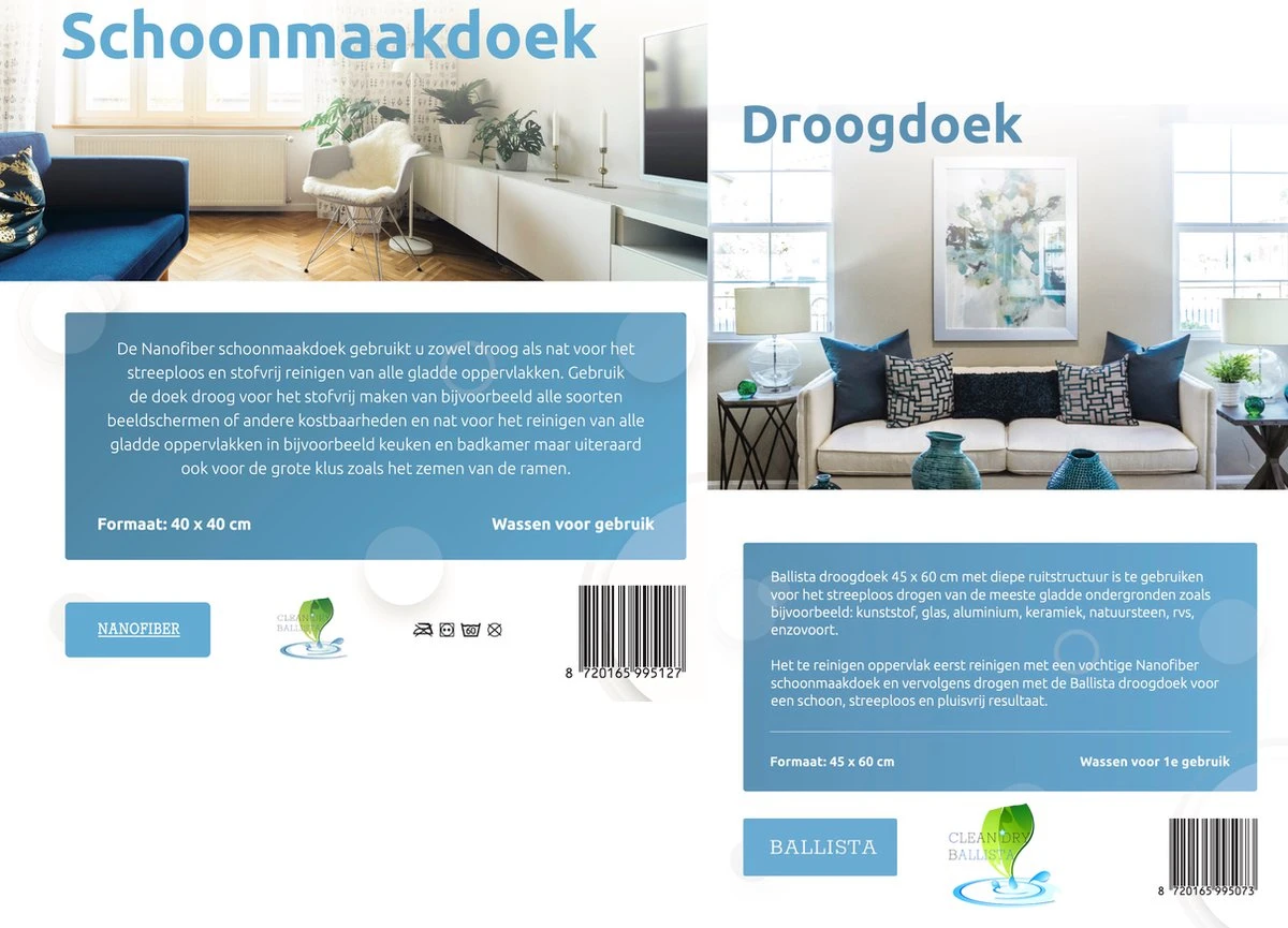 Droogdoek Set 2 Droogdoeken + 2 Microvezel Schoonmaakdoeken 18 Droogdoek Set 2 Droogdoeken + 2 Microvezel Schoonmaakdoeken - Afbeelding 16
