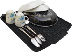 HOMYHON Afdruipmat -Afdruipmat Siliconen -Pannenonderzetter- Antislip -Hittebestendig - Aanrecht Mat -Siliconen Mat - 40 X 46 Cm - Zwart -Sparkle home Winkel 1200x876 1