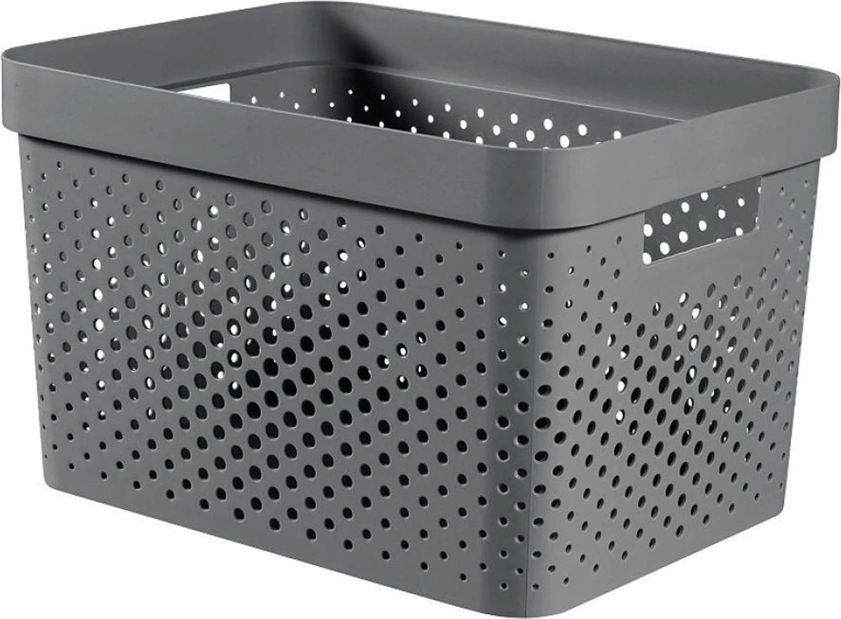 Curver Infinity Recycled Dots Opbergbox - 17L - Antraciet 3 Curver Infinity Recycled Dots Opbergbox - 17L - Antraciet