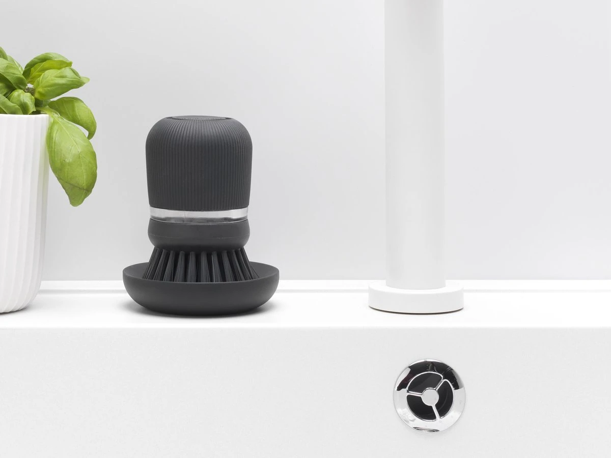 Brabantia Sink Side Afwasborstel - Met Zeepdispenser- Dark Grey 4 Brabantia Sink Side Afwasborstel - Met Zeepdispenser- Dark Grey - Afbeelding 2