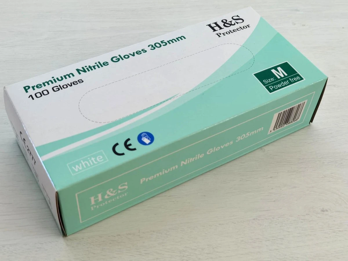H&S PROTECTOR - Extra Lang Nitril Handschoenen - 305mm Lang - Wegwerp Handschoenen - Wit - M - Poedervrij - 100 Stuks 4 H&S PROTECTOR - Extra Lang Nitril Handschoenen - 305mm Lang - Wegwerp Handschoenen - Wit - M - Poedervrij - 100 Stuks - Afbeelding 2
