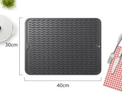 Merkloos Afdruipmat - Pannenonderzetter- Siliconen Mat - Zwart - 30 X 40 CM - Met Ophanggat - Hittebestendig -Sparkle home Winkel 1200x905 3