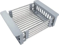 IBright Verstelbare Keukenrek - Gootsteen Mand - Afdruiprek – Vergiet – Verstelbaar In Lengte - Uitschuifbaar - RVS Grijs -Sparkle home Winkel 1200x914