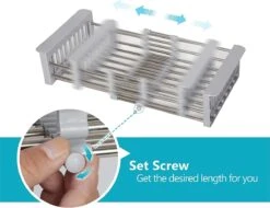 IBright Verstelbare Keukenrek - Gootsteen Mand - Afdruiprek – Vergiet – Verstelbaar In Lengte - Uitschuifbaar - RVS Grijs -Sparkle home Winkel 1200x925