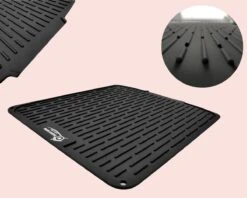 HOMYHON Afdruipmat -Afdruipmat Siliconen -Pannenonderzetter- Antislip -Hittebestendig - Aanrecht Mat -Siliconen Mat - 40 X 46 Cm - Zwart -Sparkle home Winkel 1200x960 1