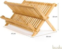 Budu Afdruiprek - Afdruiprekje Van Bamboe Hout - Afdruiprek Voor Afwas - Vaatwasrek - Keukenrek - Inklapbaar - Opvouwbaar - -Sparkle home Winkel 1200x963