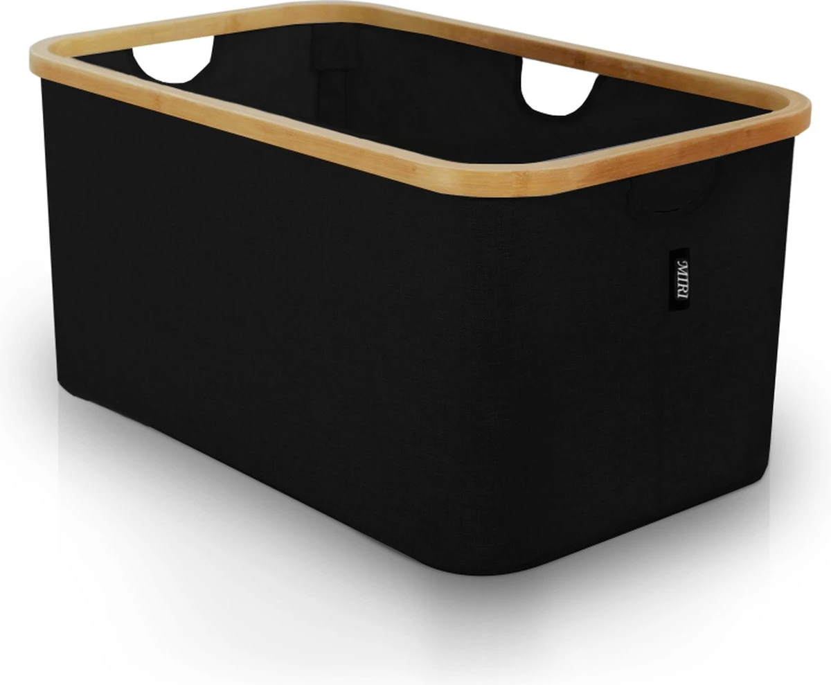 MIRI Opvouwbare Wasmand – Heupwasmand – Zwart – Wasmanden – Opbergmand – Wasbox – 45L – Bamboe – Laundry Basket 3 MIRI Opvouwbare Wasmand – Heupwasmand – Zwart – Wasmanden – Opbergmand – Wasbox – 45L – Bamboe – Laundry Basket