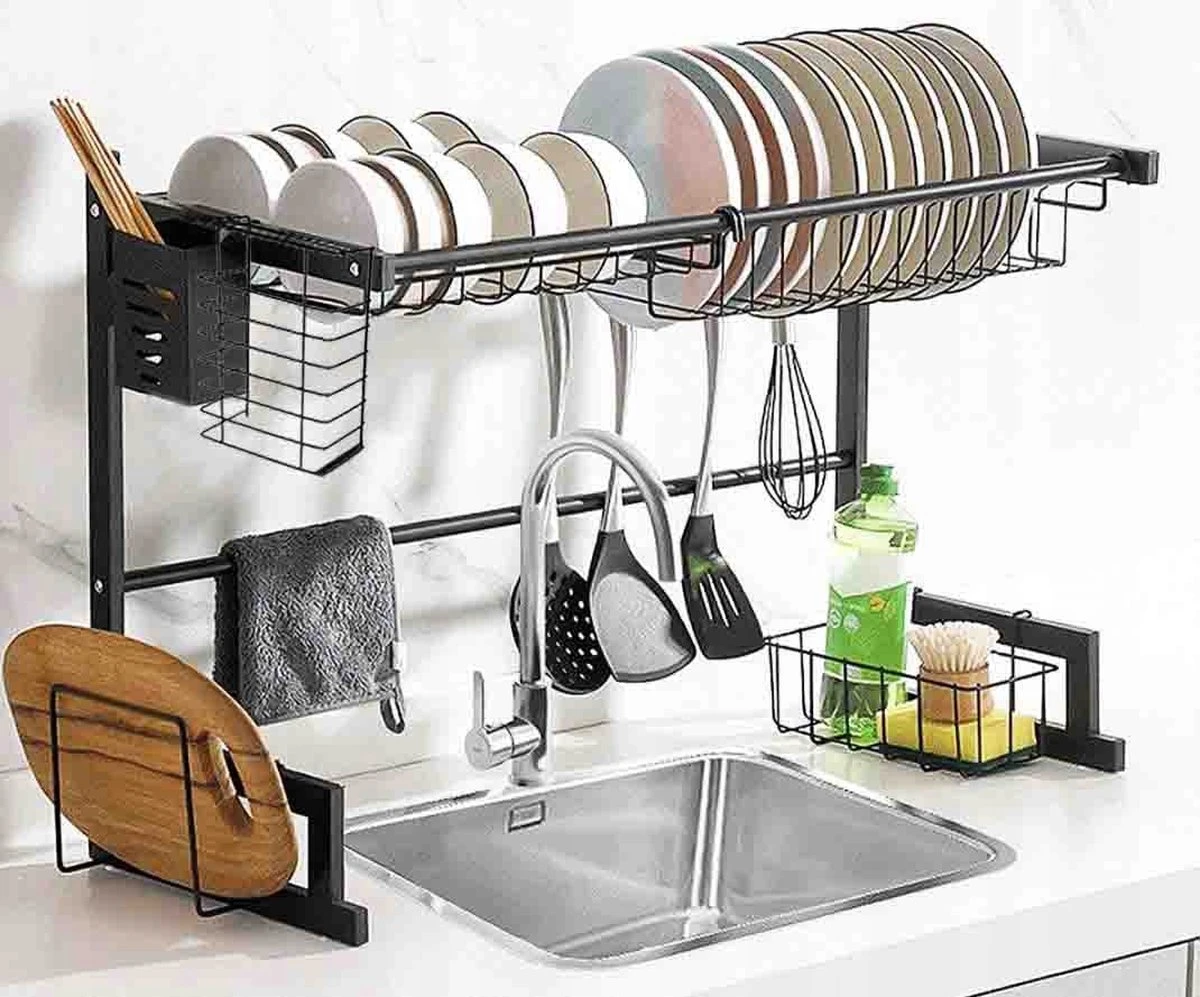 Afdruiprek Droger Zwart Voor Bestek Boven De Gootsteen 65 Cm X 29 Cm X 52 Cm 4 Afdruiprek Droger Zwart Voor Bestek Boven De Gootsteen 65 Cm X 29 Cm X 52 Cm - Afbeelding 2