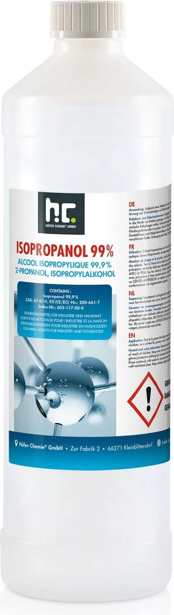 Isopropyl Alcohol - Isopropanol - IPA - Isopropyl - 99,9% Zuiver - 1000ml - Inclusief Trechter 6 Isopropyl Alcohol - Isopropanol - IPA - Isopropyl - 99,9% Zuiver - 1000ml - Inclusief Trechter - Afbeelding 4