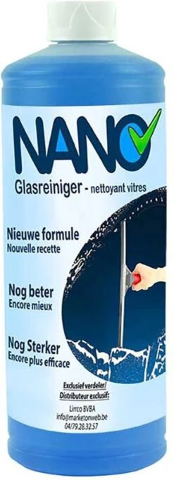 NANO - Glasreiniger - Op Basis Van Alcohol - Voor Alle Soorten Glas En Spiegels - 1L