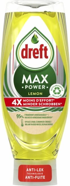 Dreft MaxPower - Lemon - Vloeibaar Afwasmiddel - Voordeelverpakking 8 X 640 Ml -Sparkle home Winkel 454x1200