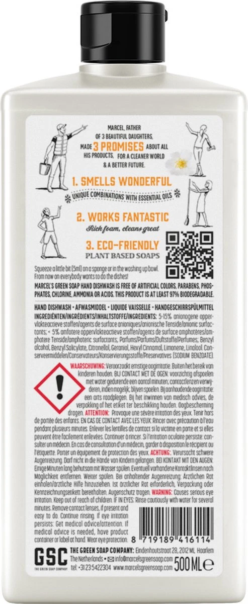 Marcel's Green Soap Afwasmiddel Sinaasappel & Jasmijn - 6 X 500 Ml 4 Marcel's Green Soap Afwasmiddel Sinaasappel & Jasmijn - 6 X 500 Ml - Afbeelding 2