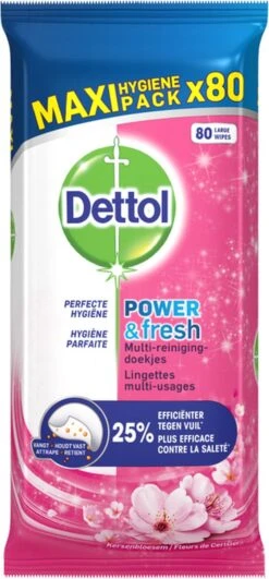 Dettol Schoonmaakdoekjes Power & Fresh - Kersenbloesem - 80 Stuks X6 11 Dettol Schoonmaakdoekjes Power & Fresh - Kersenbloesem - 80 Stuks X6 -Sparkle home Winkel 558x1200 1