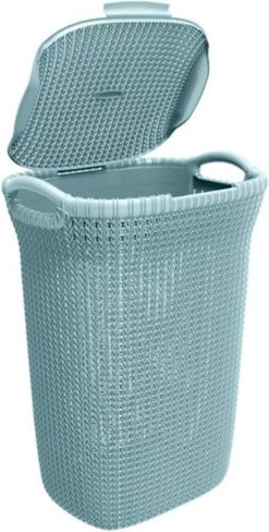 Curver Knit Wasmand Met Deksel - 57L - Misty Blue -Sparkle home Winkel 607x1200