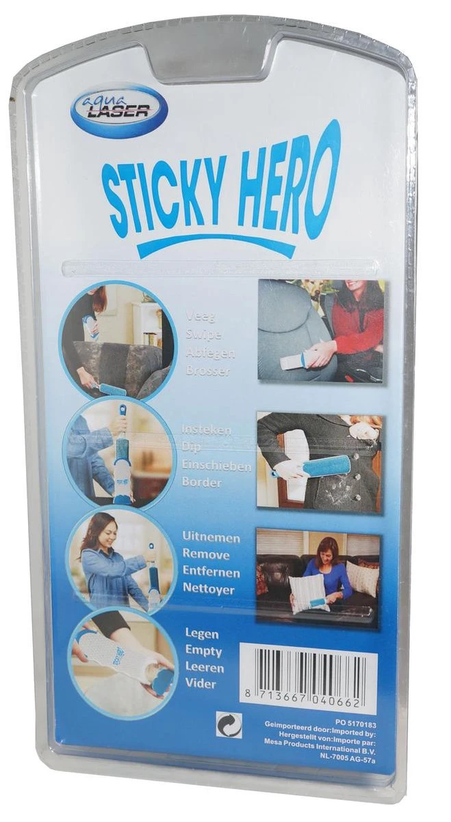Aqua Laser Sticky Hero - KLedingborstel - Blauw/Wit 8 Aqua Laser Sticky Hero - KLedingborstel - Blauw/Wit - Afbeelding 6
